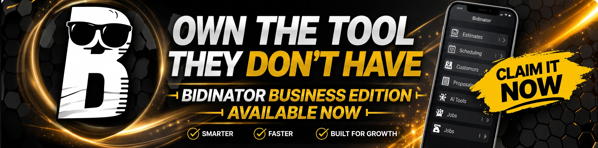 Bidinator ad: Own the tool they don't have — Bidinator Business Edition available now, smarter, faster, built for growth